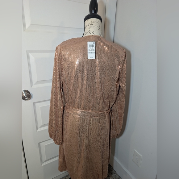 INC International Concepts Sequin Wrap Dress in Rose Gold Size XL - Picture 2 of 10